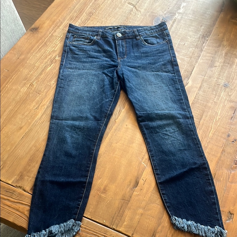 STS Blue Ankle Cropped Jeans in Blue with Frayed Hem